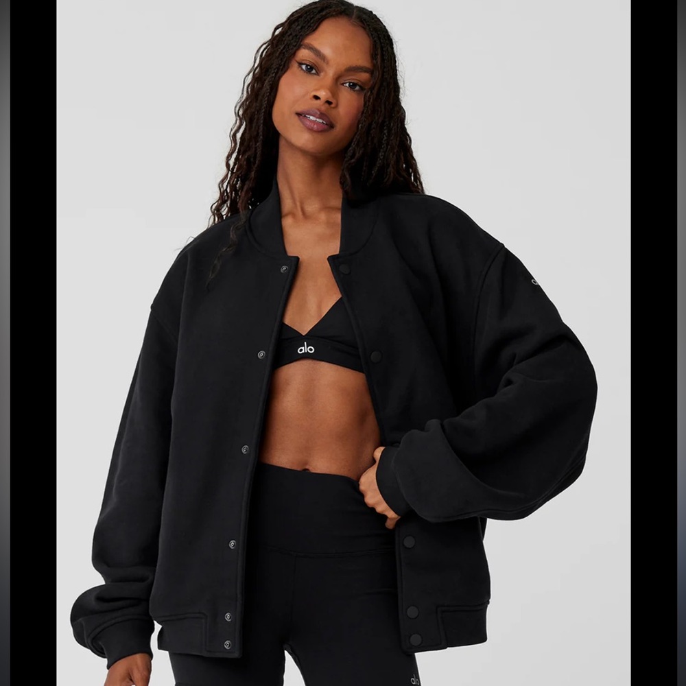ALO Yoga Women's Black Renown Varsity Jacket S